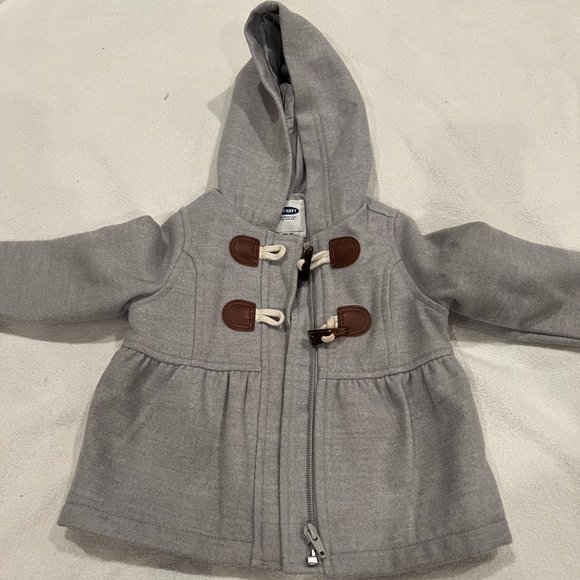 Girls grey peacoat, size 12-18 months, like new - Picture 1 of 5